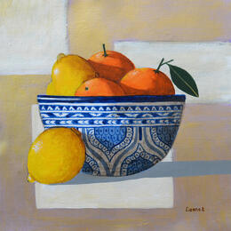 Painting Coupe de fruits by Lionnet Pascal | Painting Surrealism Acrylic Life style, Minimalist, Still-life