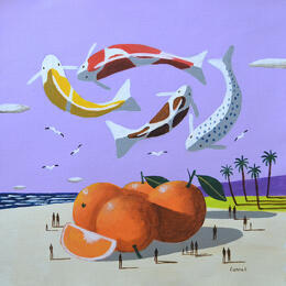 Pintura Carpes aux oranges por Lionnet Pascal | Pintura