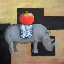 Pintura Rhinocéros à la grenade por Lionnet Pascal | Pintura