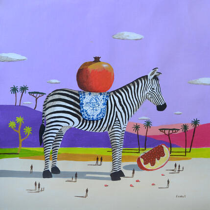 Peinture Zèbre aux grenades par Lionnet Pascal | Tableau