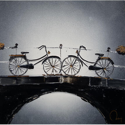 Painting Rendez-vous by Rey Julien | Painting Figurative Gold leaf