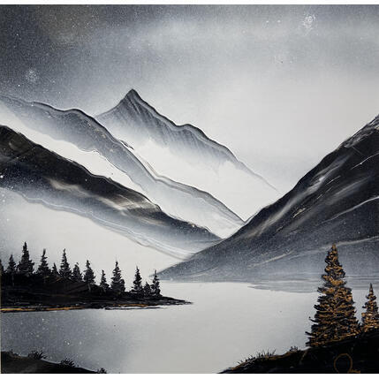 Gemälde Sur les bords du lac von Rey Julien | Gemälde Figurativ Blattgold