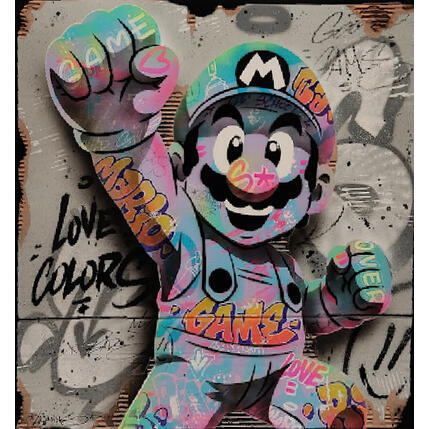 Gemälde Big boy fluor von Lemoine Mael | Gemälde Pop-Art Acryl, Graffiti Pop-Ikonen