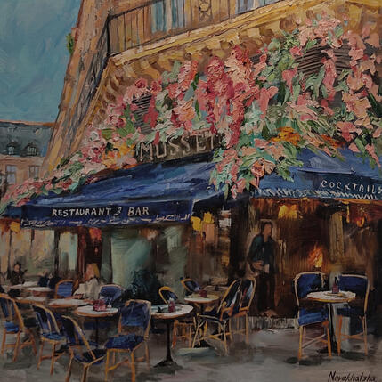 Painting Café, le Musset by Novokhatska Olga | Painting Figurative Acrylic, Oil Urban
