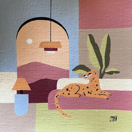 Painting Pink Mountains 2.0 by Birsak Mariah | Painting Naive art Acrylic