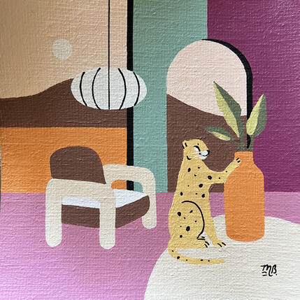 Gemälde Leopard in Spring von Birsak Mariah | Gemälde Figurativ Acryl