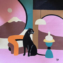 Painting Panther's Dream by Birsak Mariah | Painting Figurative Acrylic Pop icons
