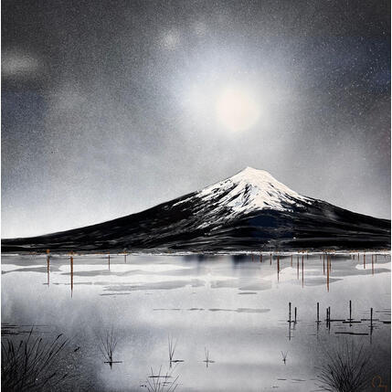 Painting MONT FUJI by Rey Julien | Painting Figurative Gold leaf