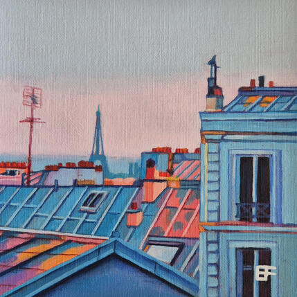 Painting Le jardin des nuages by Emma Fischer | Painting Figurative Acrylic Architecture, Landscapes, Urban