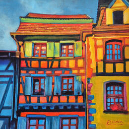 Peinture L'arc-en-ciel des colombages  par Emma Fischer | Tableau