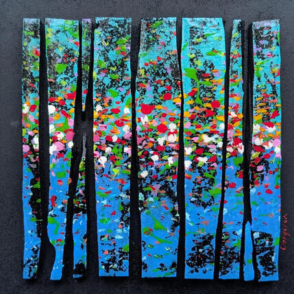 Gemälde Bc9 prairie bleu vert multi von Langeron Luc | Gemälde