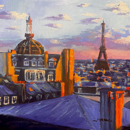 Painting Toits de Paris #4 by Piffard Cédric | Painting Figurative Oil Architecture, Life style, Pop icons, Urban