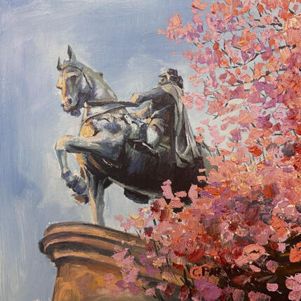 Painting Chevauchée fleurie by Piffard Cédric | Painting Figurative Oil Architecture, Life style, Pop icons, Urban