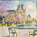 Painting Printemps au jardin du Luxembourg by Lallemand Yves | Painting Figurative Urban Acrylic