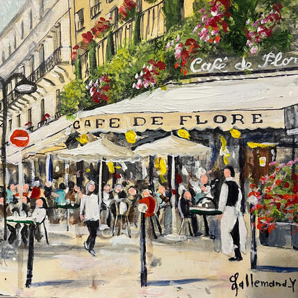 Painting Café de Flore au printemps by Lallemand Yves | Painting