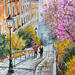 Painting escalier fleuri parisien by Lallemand Yves | Painting Impressionism Urban Acrylic
