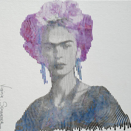 Peinture FRIDA LA OU PLEURENT LES FLEURS SAUVAGES par Schroeder Virginie | Tableau Pop-art Acrylique Icones Pop