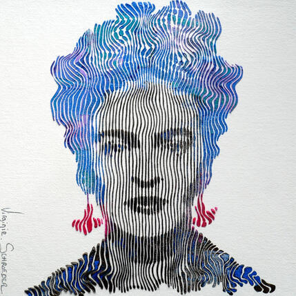 Peinture FRIDA KHALO LE JARDINS DES DOULEURS FLEURIES par Schroeder Virginie | Tableau Pop-art Acrylique Icones Pop