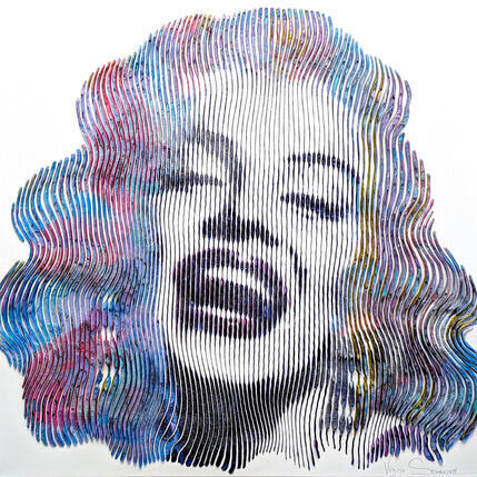 Peinture MARYLIN MONROE LE FEU SACRE D'UN SOURIRE par Schroeder Virginie | Tableau Pop-art Acrylique Icones Pop