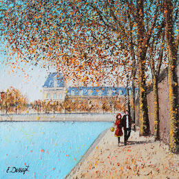 Pintura Automne en bord de seine por Dessapt Elika | Pintura
