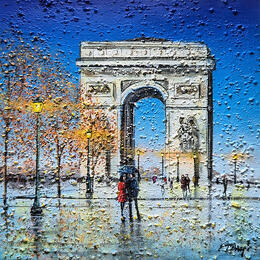 Peinture Pluie sur l'arc de triomphe par Dessapt Elika | Tableau