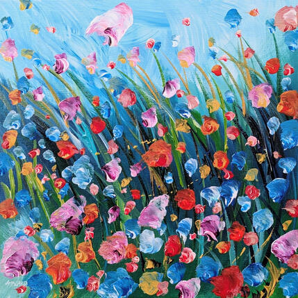 Gemälde Envolée de fleurs et de coquelicots  von Amblard Florence | Gemälde