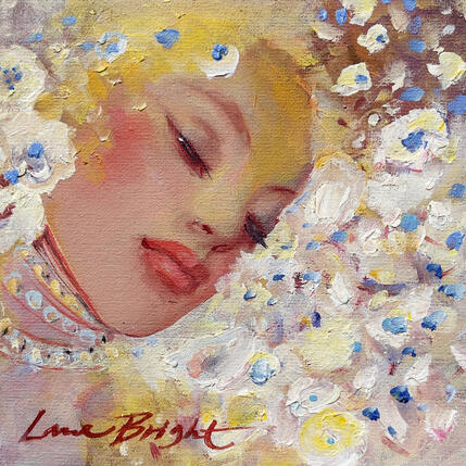 Peinture Tenderness in white par Bright Lana  | Tableau Figuratif Huile