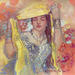 Peinture Golden Yellow scarf par Bright Lana | Tableau Figuratif Huile