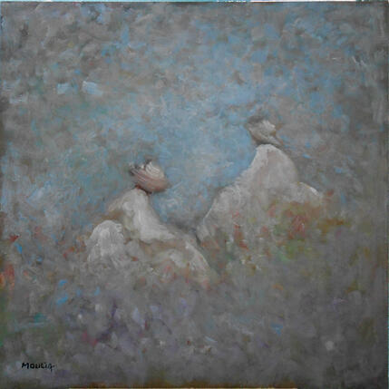Painting Dans la douceur de printemps by Moulia Francis | Painting Figurative Oil Nature, Pop icons