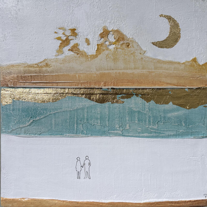 Pintura ANIMA GEMELLA por Roma Gaia | Pintura Tema Minimalista Acrílico Arena