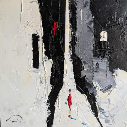 Painting Le sac bleu by Tomàs | Painting Abstract Oil Life style