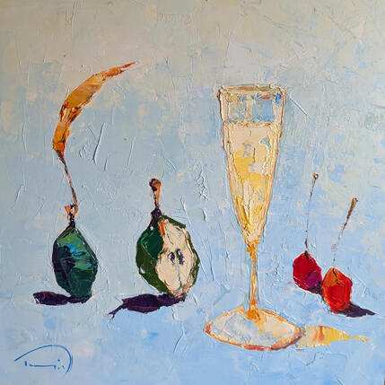 Painting Xampany amb cireres by Tomàs | Painting Impressionism Oil Pop icons, Still-life