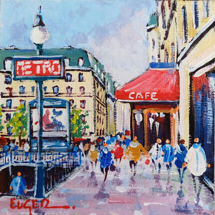 Painting UN APRES MIDI QUARTIER SAINT LAZARE by Euger | Painting Figurative Acrylic, Cardboard Architecture, Life style, Urban