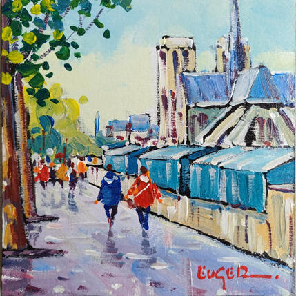 Pintura LES BOUQUINISTES PRES DE NOTRE DAME DE PARIS por Euger | Pintura