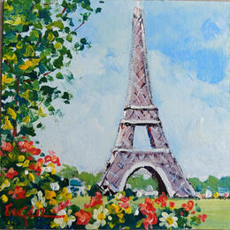 Pintura FLEURS PRES DE LA TOUR EIFFEL por Euger | Pintura