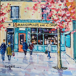 Pintura LIBRAIRIE ANCIENNE SUR LES QUAIS DE SEINE A PARIS por Euger | Pintura