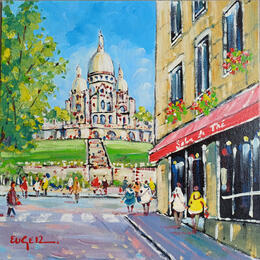 Pintura AU PIED DU SACRE COEUR DE MONTMARTRE por Euger | Pintura