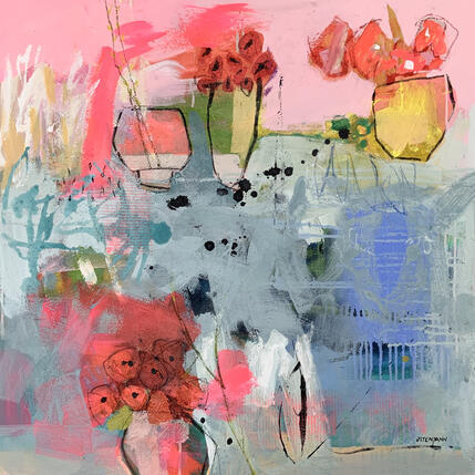 Painting Summer blossoms 2 by Ottenjann Andrea | Painting Abstract Acrylic, Pigments Nature, Still-life