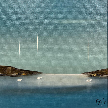 Peinture Sérénité 89 par Roussel Marie-Ange et Fanny | Tableau Figuratif Huile Marine, Minimaliste