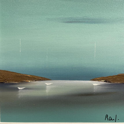 Peinture Douce quiétude 89 par Roussel Marie-Ange et Fanny | Tableau Figuratif Huile Marine, Minimaliste