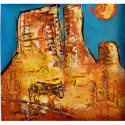 Painting Coyote by Maury Hervé | Painting Raw art Animals