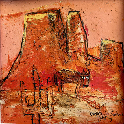 Painting Coyote in AZ by Maury Hervé | Painting Raw art Animals