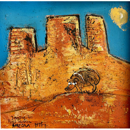 Painting Javelina in AZ by Maury Hervé | Painting Raw art Animals