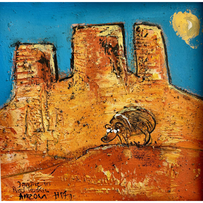 Painting Javelina in AZ by Maury Hervé | Painting Raw art Animals