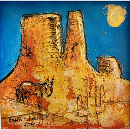 Painting Golden moon by Maury Hervé | Painting Raw art Animals