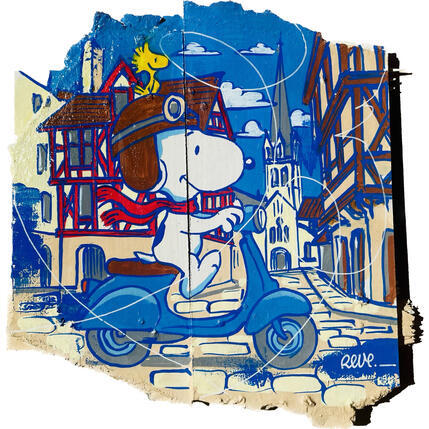 Peinture Balade en Vespa par Revel | Tableau