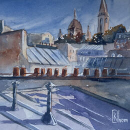 Painting Rooftops of Paris by Khomyakova  Liliya  | Painting Figurative Watercolor
