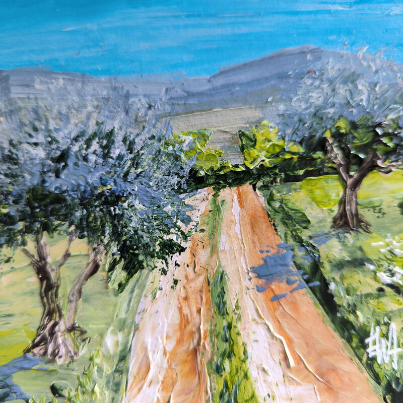 Gemälde Un chemin de Provence. von Rey Ewa | Gemälde Figurativ Landschaften Acryl