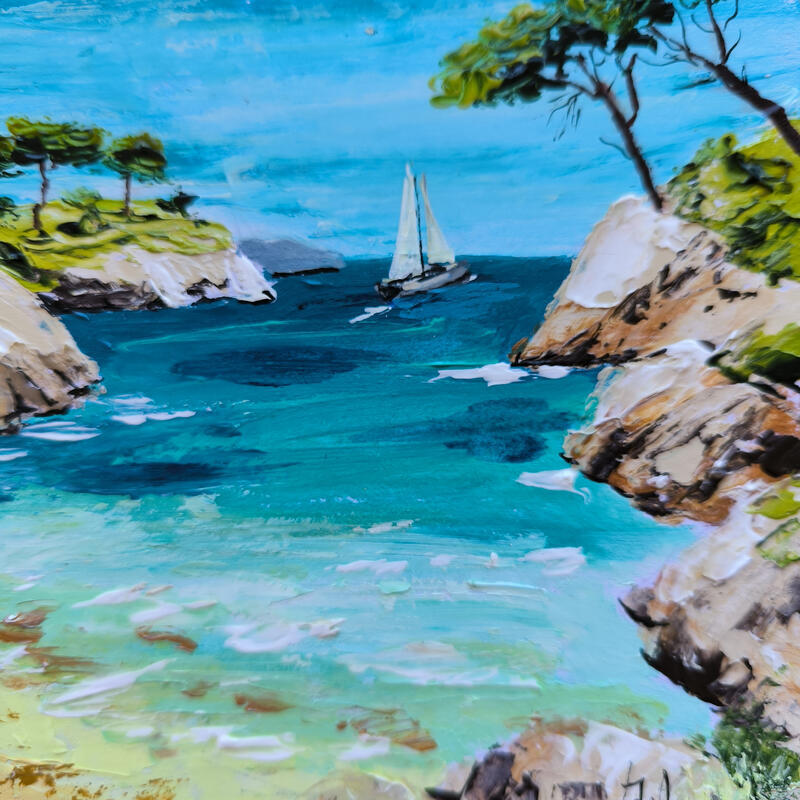 Gemälde Rêve de vacances. von Rey Ewa | Gemälde Figurativ Landschaften Acryl