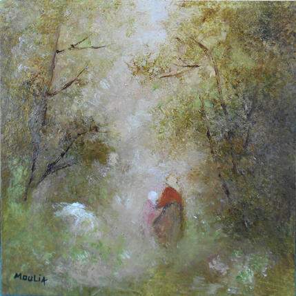 Peinture Clarté en sous-bois par Moulia Francis | Tableau Figuratif Huile Nature